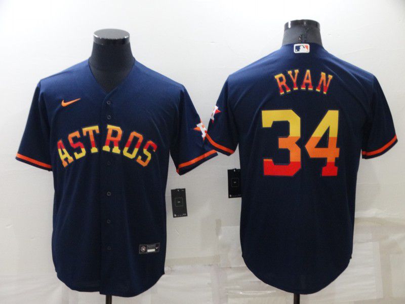 Men Houston Astros 34 Ryan Blue Rainbow Edition Game Nike 2022 MLB Jerseys